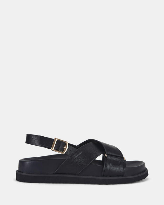 Image of Sandals. Product name - Tylah Women's Strappy Flat BLACK Novo Sandals in Black colour by brand - NOVO