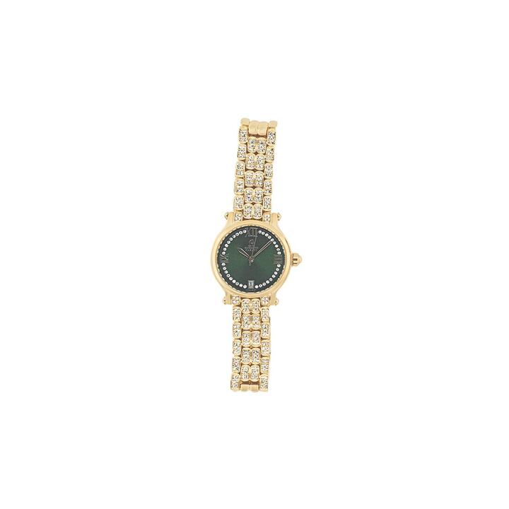 Image of Watches. Product name - Roberto Carati Tina Green Face Gold Tone Watch M9148-V4 in colour by brand - Roberto Carati