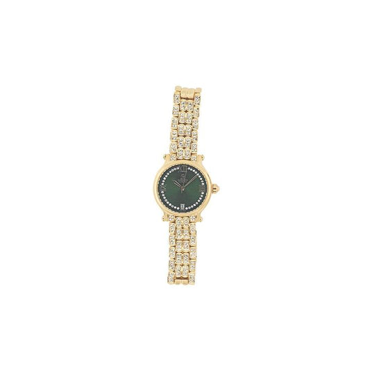 Image of Watches. Product name - Roberto Carati Tina Green Face Gold Tone Watch M9148-V4 in colour by brand - Roberto Carati