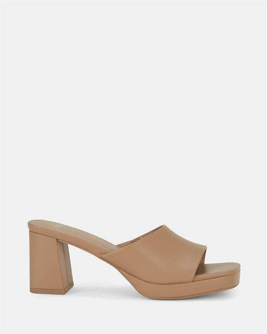 Image of Sandals. Product name - Flaraa Women's Peep Toe CAMEL Novo Sandals in Camel colour by brand - NOVO