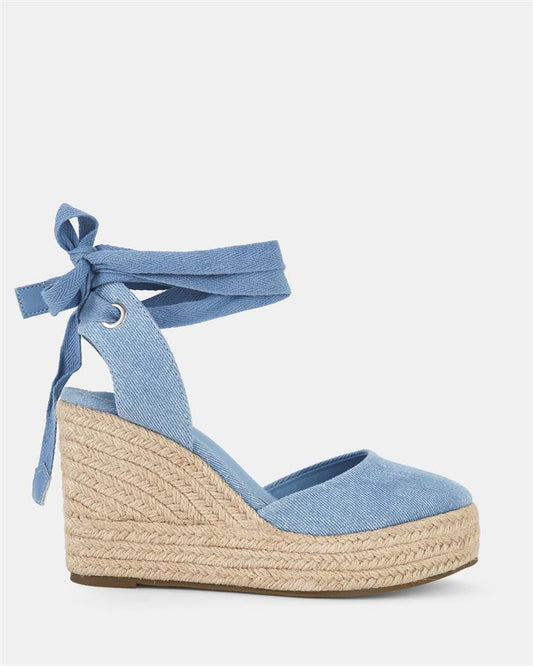 Image of Boots. Product name - Buenosaires Women's Wedge DENIM Novo Wedges in Denim colour by brand - NOVO