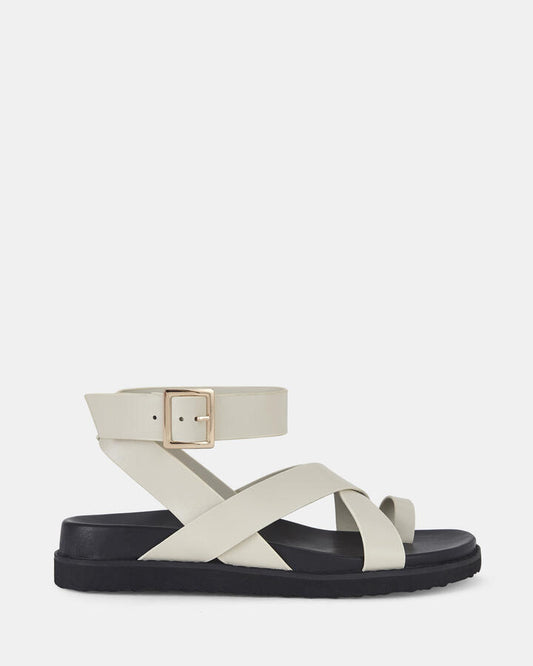 Image of Sandals. Product name - Tillie Women's Strappy Flat CREAM Novo Sandals in Cream colour by brand - NOVO