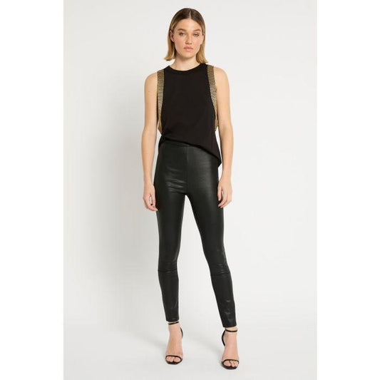 Image of a model wearing Denim. Productname: Ezy Rider Jean in Black colour by brand - sass and bide