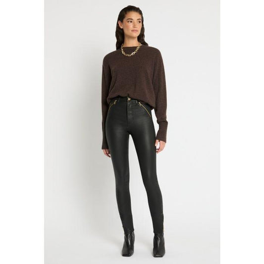 Image of a model wearing Denim. Productname: Sienna Skinny Jean in Black colour by brand - sass and bide