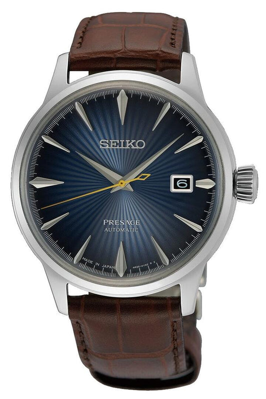 Image of Watches. Productname: Seiko Presage Cocktail Time Analogue Blue and Silver Tone Watch SRPK15J in Watch colour by brand - Seiko