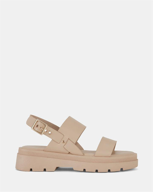 Image of Sandals. Product name - Taffy Women's Strappy Flat Sand Novo Sandals in Sand colour by brand - NOVO