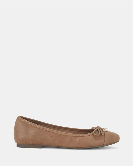 Image of Flats. Product name - Captive Women's Casual Flat Closed TAN Novo Casual in Tan colour by brand - NOVO