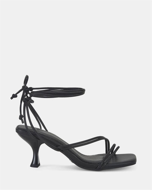 Image of Sandals. Product name - Uller Women's Strappy Low Heel BLACK Novo Sandals in Black colour by brand - NOVO