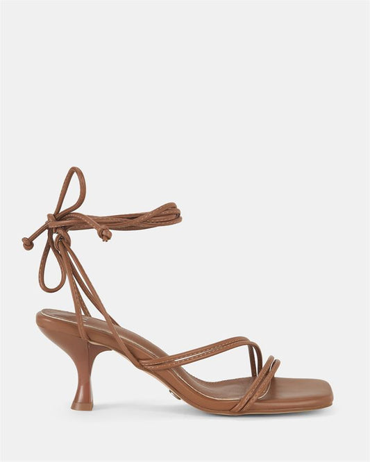 Image of Sandals. Product name - Uller Women's Strappy Low Heel CARAMEL Novo Sandals in Caramel colour by brand - NOVO