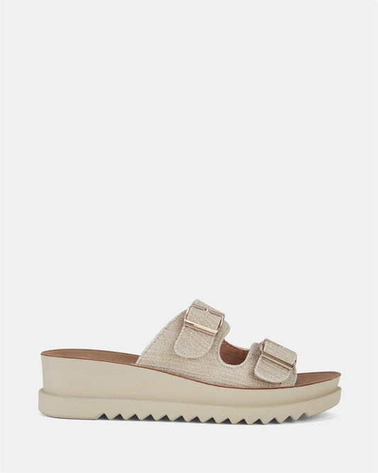 Image of Boots. Product name - Bold Women's Wedge METALLIC LINEN Novo Wedges in Metallic Linen colour by brand - NOVO
