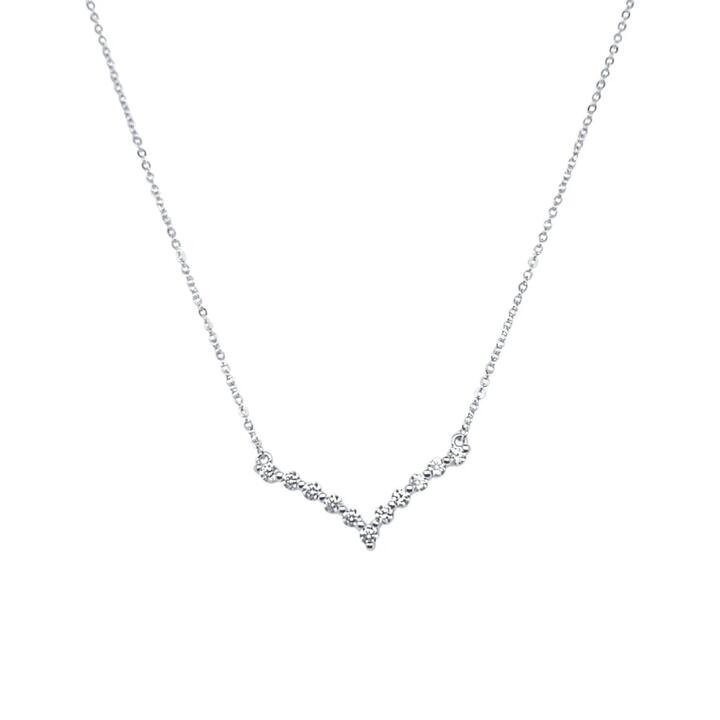 Image of Necklaces. Productname: 45cm Tennis V Necklace in Sterling Silver in Silver colour by brand - Bevilles