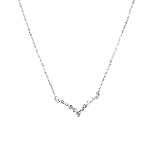 Image of Necklaces. Productname: 45cm Tennis V Necklace in Sterling Silver in Silver colour by brand - Bevilles