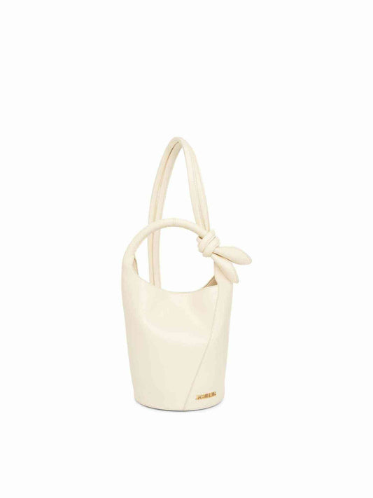 Image of Bags. Productname: JACQUEMUS Le Petit Tourni Leather Bag in Light Ivory colour by brand - JACQUEMUS