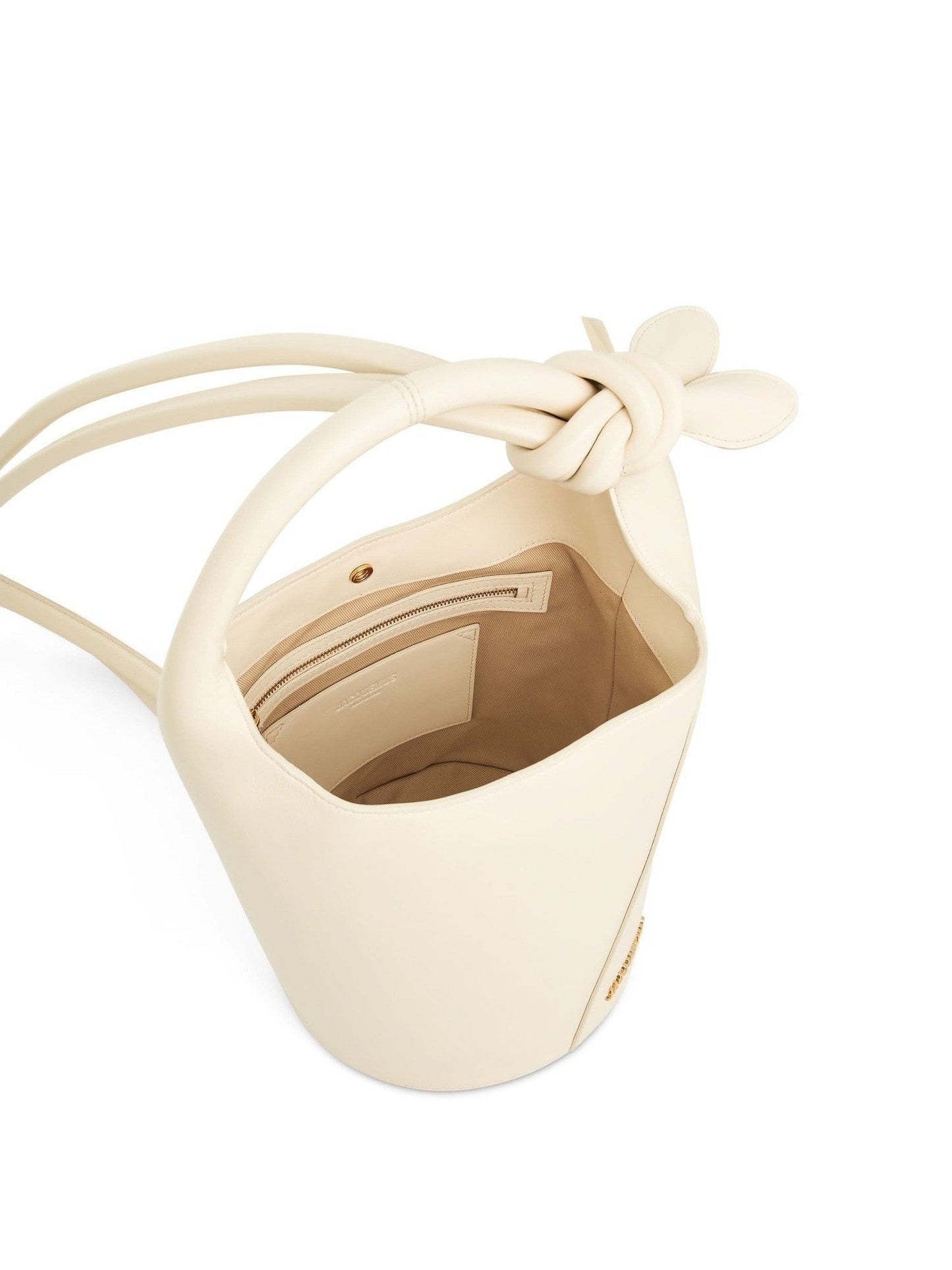 JACQUEMUS Le Petit Tourni Leather Bag (White)