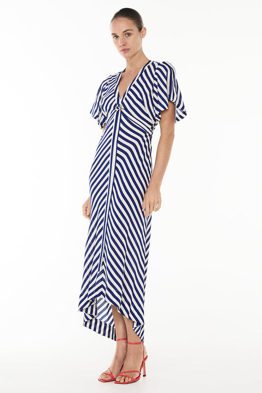 Image of Dresses. Productname: Riviera Stripe Dress in BLUE/WHITE colour by brand - Manning Cartell