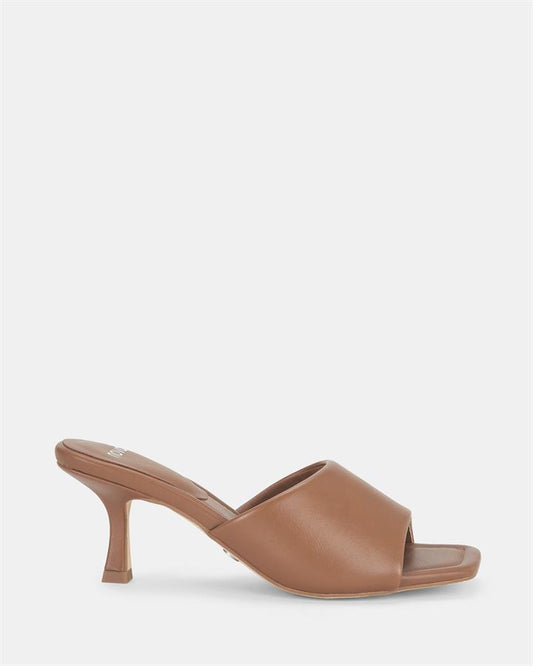 Image of Sandals. Product name - Ulesi Women's Strappy Low Heel CARAMEL Novo Sandals in Caramel colour by brand - NOVO
