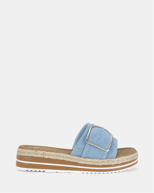 Image of Boots. Product name - Brave Women's Wedge DENIM Novo Wedges in Denim colour by brand - NOVO
