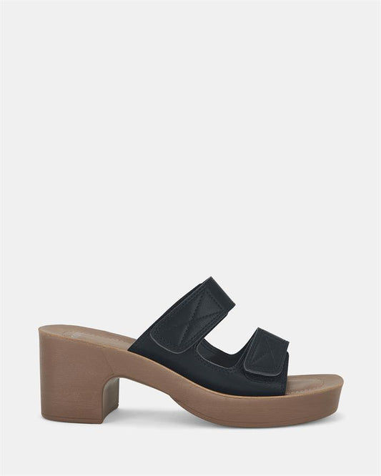 Image of Sandals. Product name - Ulema Women's Strappy Low Heel BLACK Novo Sandals in Black colour by brand - NOVO