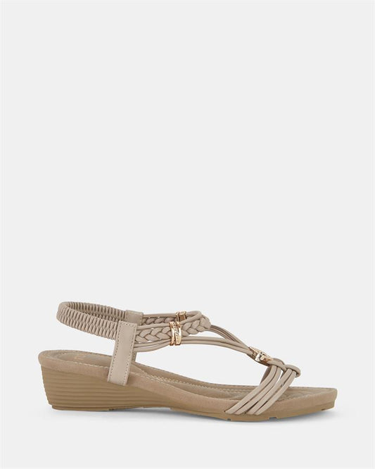 Image of Boots. Product name - Elrancho Women's Wedge NUDE Novo Wedges in Nude colour by brand - NOVO