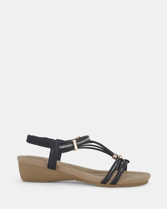 Image of Boots. Product name - Elmarino Women's Wedge BLACK Novo Wedges in Black colour by brand - NOVO