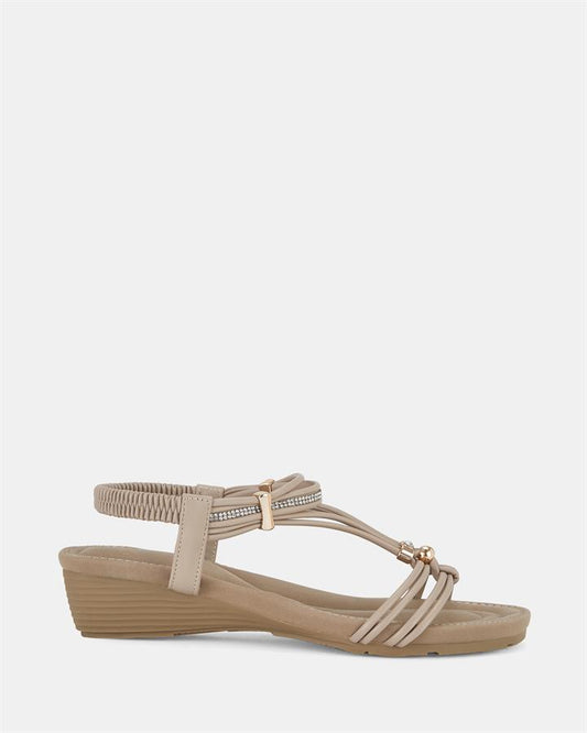 Image of Boots. Product name - Elmarino Women's Wedge NUDE Novo Wedges in Nude colour by brand - NOVO