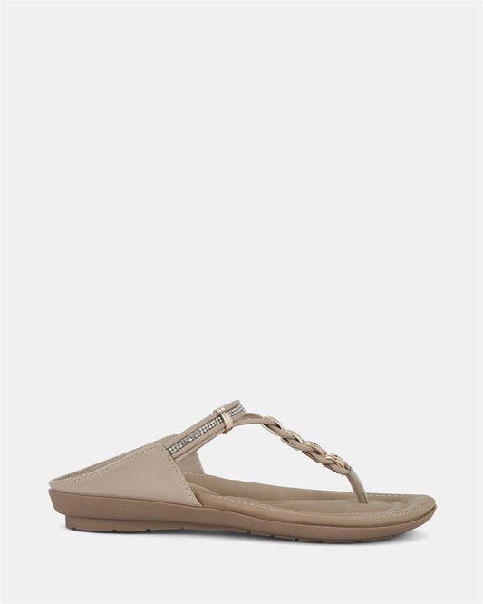 Image of Boots. Product name - Elloco Women's Wedge NUDE Novo Wedges in Nude colour by brand - NOVO