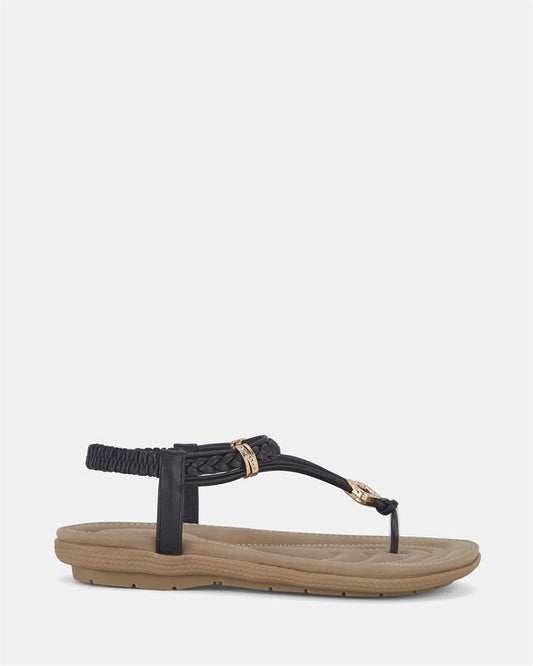 Image of Sandals. Product name - Elbutterfly Women's Strappy Flat BLACK Novo Sandals in Black colour by brand - NOVO