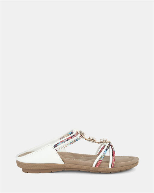 Image of Sandals. Product name - Elparlo Women's Thongs WHITE Novo Thongs in White colour by brand - NOVO