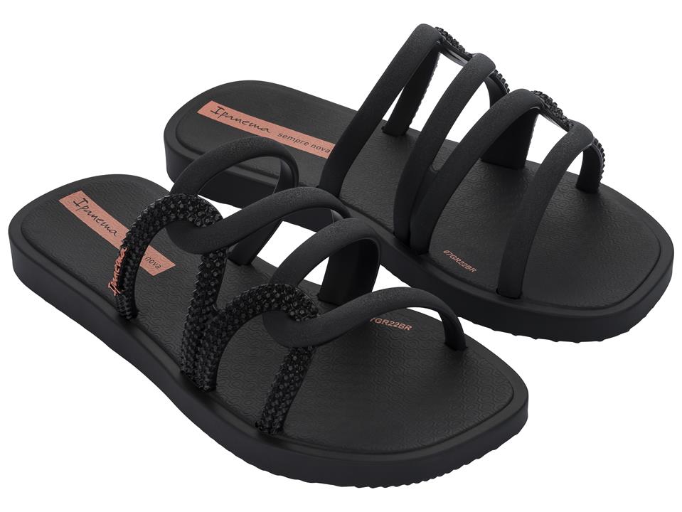 Image of Sandals. Product name - Solar Slide Kids Women's Ipanema BLACK GRENDENE in Black colour by brand - IPANEMA