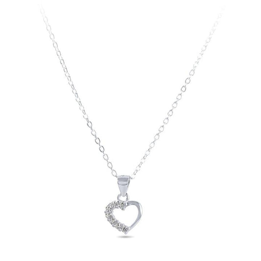 Image of Necklaces. Productname: 35cm Children's Sterling Silver Cubic Zirconia Heart Necklace in Silver colour by brand - Bevilles