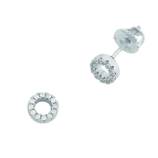 Image of Earrings. Productname: 8mm Children's Sterling Silver Cubic Zirconia Open Circle Earrings in Silver colour by brand - Bevilles