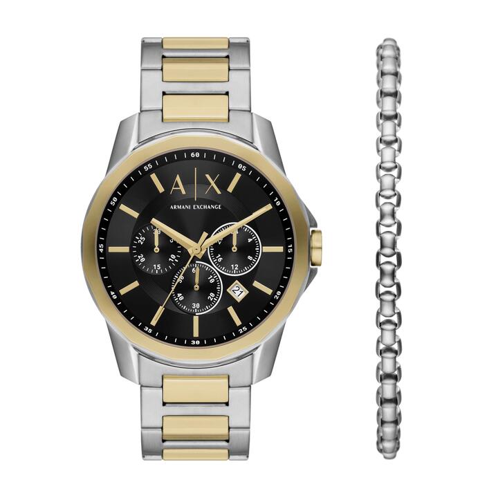Image of Bracelets. Productname: Armani Exchange Chronograph Two-Tone Stainless Steel Watch and Bracelet Set AX7148SET in Watch colour by brand - Armani Exchange
