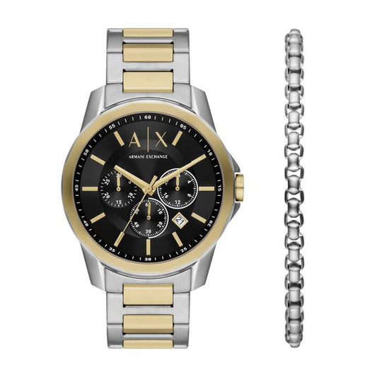 Image of Bracelets. Productname: Armani Exchange Chronograph Two-Tone Stainless Steel Watch and Bracelet Set AX7148SET in Watch colour by brand - Armani Exchange