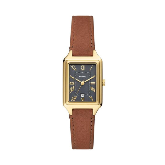 Image of Watches. Productname: Fossil Raquel Three-Hand Date Medium Brown LiteHide Leather Watch ES5303 in Watch colour by brand - Fossil