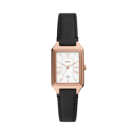 Image of Watches. Productname: Fossil Raquel Three-Hand Date Black LiteHide Leather Watch ES5310 in Watch colour by brand - Fossil