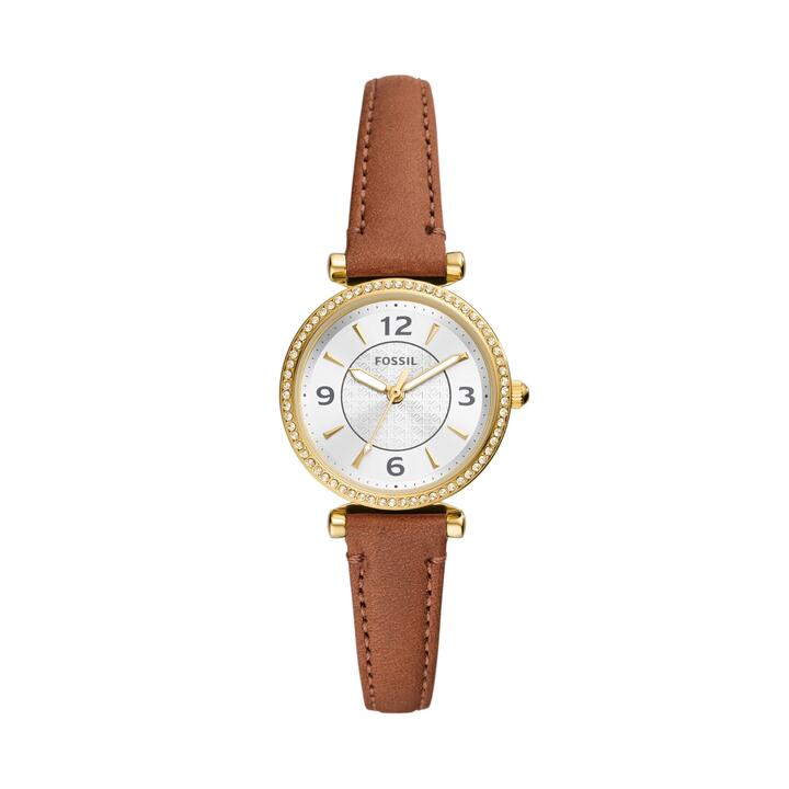 Image of Watches. Productname: Fossil Carlie Three-Hand Medium Brown LiteHide Leather Watch ES5297 in Watch colour by brand - Fossil