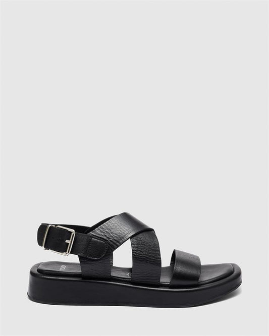 Image of Sandals. Product name - Valeria Women's Strappy Flat BLACK Novo Sandals in Black colour by brand - NOVO