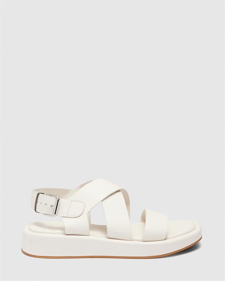 Image of Sandals. Product name - Valeria Women's Strappy Flat BONE Novo Sandals in Bone colour by brand - NOVO