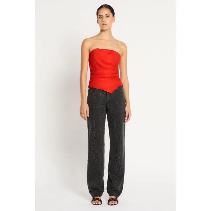 Image of a model wearing Denim. Productname: Don't Worry Jean in BLACK/EMBELLISHED colour by brand - sass and bide