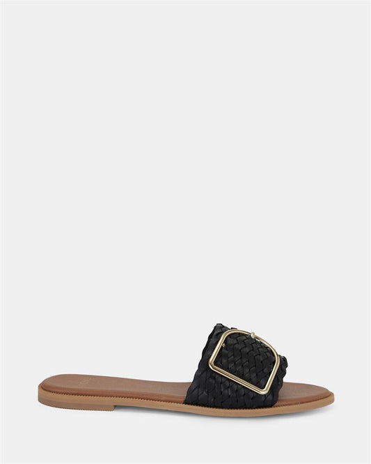 Image of Sandals. Product name - Rene Women's Thongs BLACK PLAIT Novo Thongs in Black Plait colour by brand - NOVO