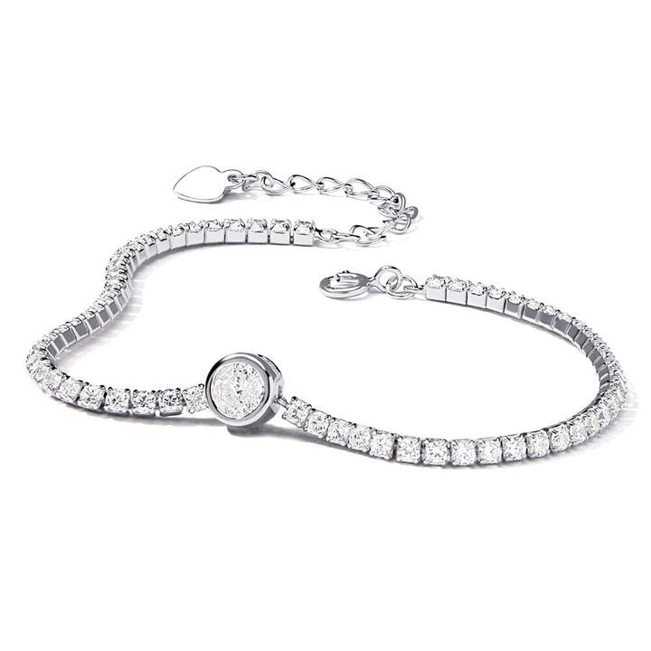 Image of Bracelets. Product name - 21cm 2mm Width Bezel Cubic Zirconia Tennis Bracelet in Sterling Silver in colour by brand - Bevilles