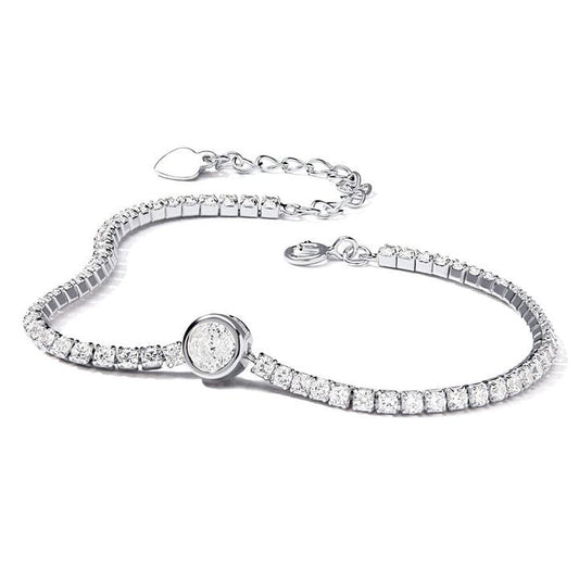 Image of Bracelets. Product name - 21cm 2mm Width Bezel Cubic Zirconia Tennis Bracelet in Sterling Silver in colour by brand - Bevilles