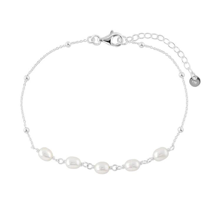 Image of Bracelets. Productname: Synthetic Pearl Station Bracelet in Sterling Silver in Silver colour by brand - Bevilles