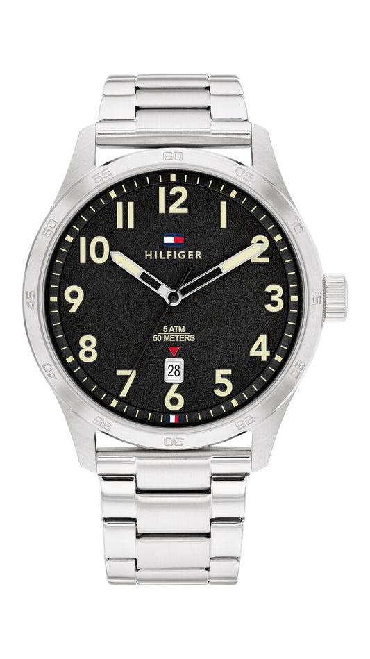 Image of Watches. Productname: Tommy Hilfiger Forrest Black and Silver Men's Watch 1710594 in Watch colour by brand - Tommy Hilfiger