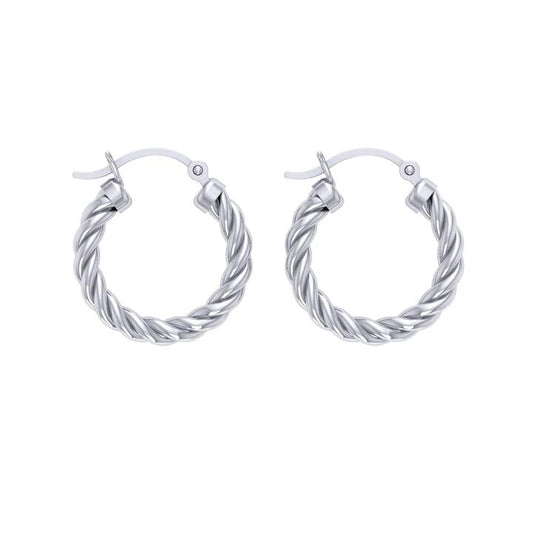 Image of Earrings. Productname: Twist Hoop Earrings in Sterling Silver in Silver colour by brand - Bevilles