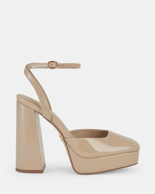 Image of Shoes. Product name - Ilika Women's Court High Heel SAND PATENT Novo Court in Sand Patent colour by brand - NOVO