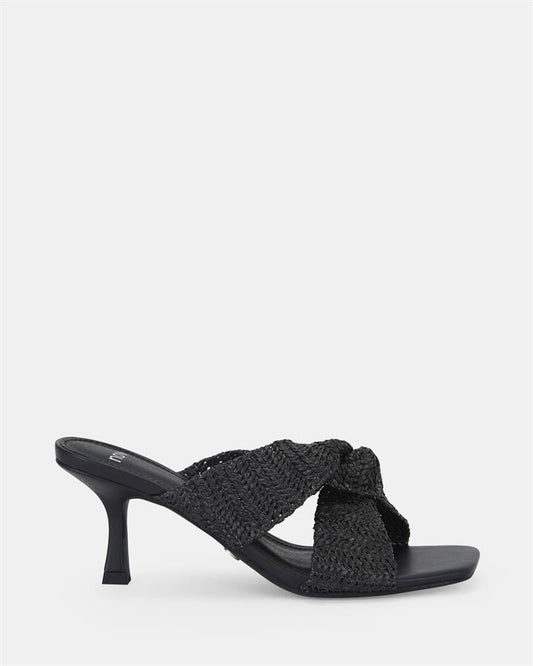 Image of Sandals. Product name - Urbinos Women's Strappy Low Heel BLACK Novo Sandals in Black colour by brand - NOVO