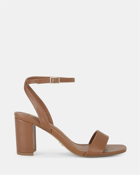 Image of Sandals. Product name - Martinez Women's Strappy High Heel CARAMEL Novo Sandals in Caramel colour by brand - NOVO