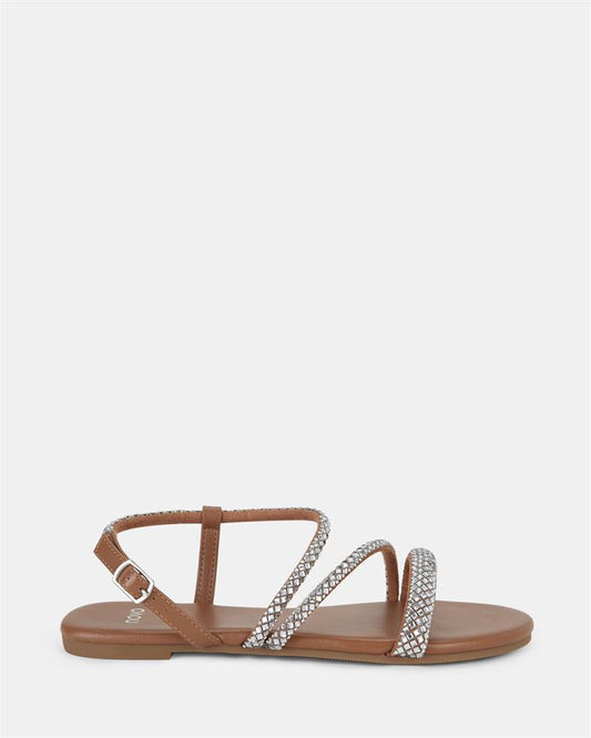 Image of Sandals. Product name - Taissa Women's Strappy Flat CARAMEL Novo Sandals in Caramel colour by brand - NOVO