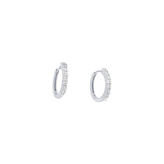 Image of Earrings. Productname: 15mm Claw Hoop Earrings with Cubic Zirconia in Sterling Silver in Silver colour by brand - Bevilles
